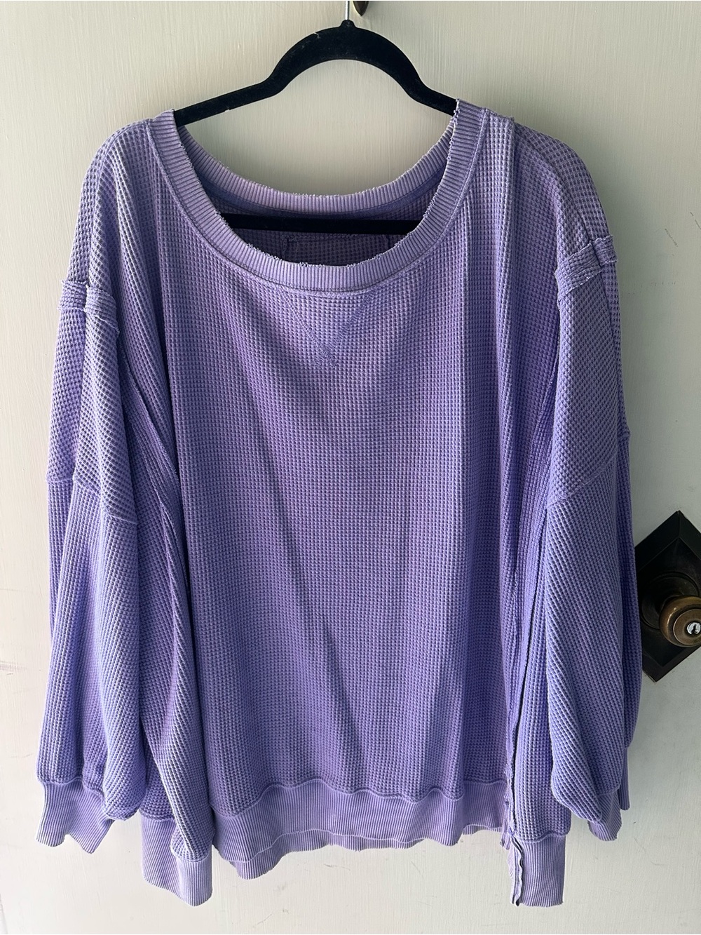 American Eagle Outfitters Lavender Waffle Knit Long Sleeve Tee